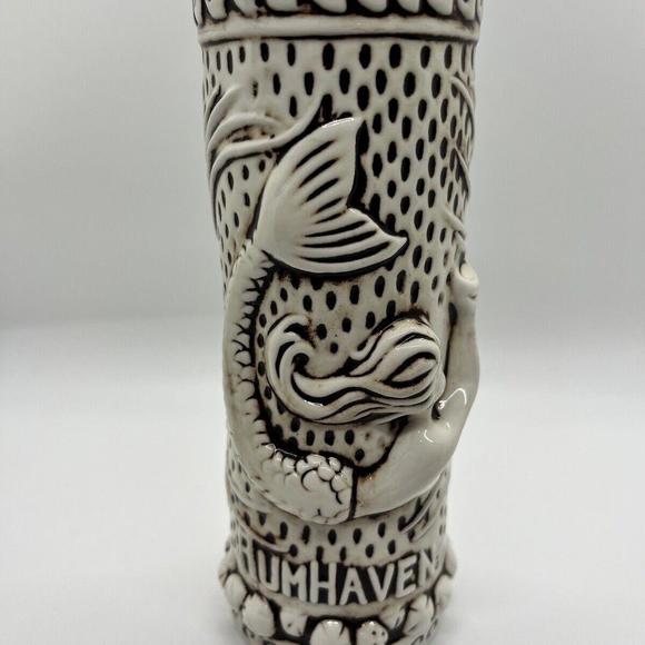 Other Tikirob Rumhaven White Glazed Raised Relief Mermaid Siren Ocean